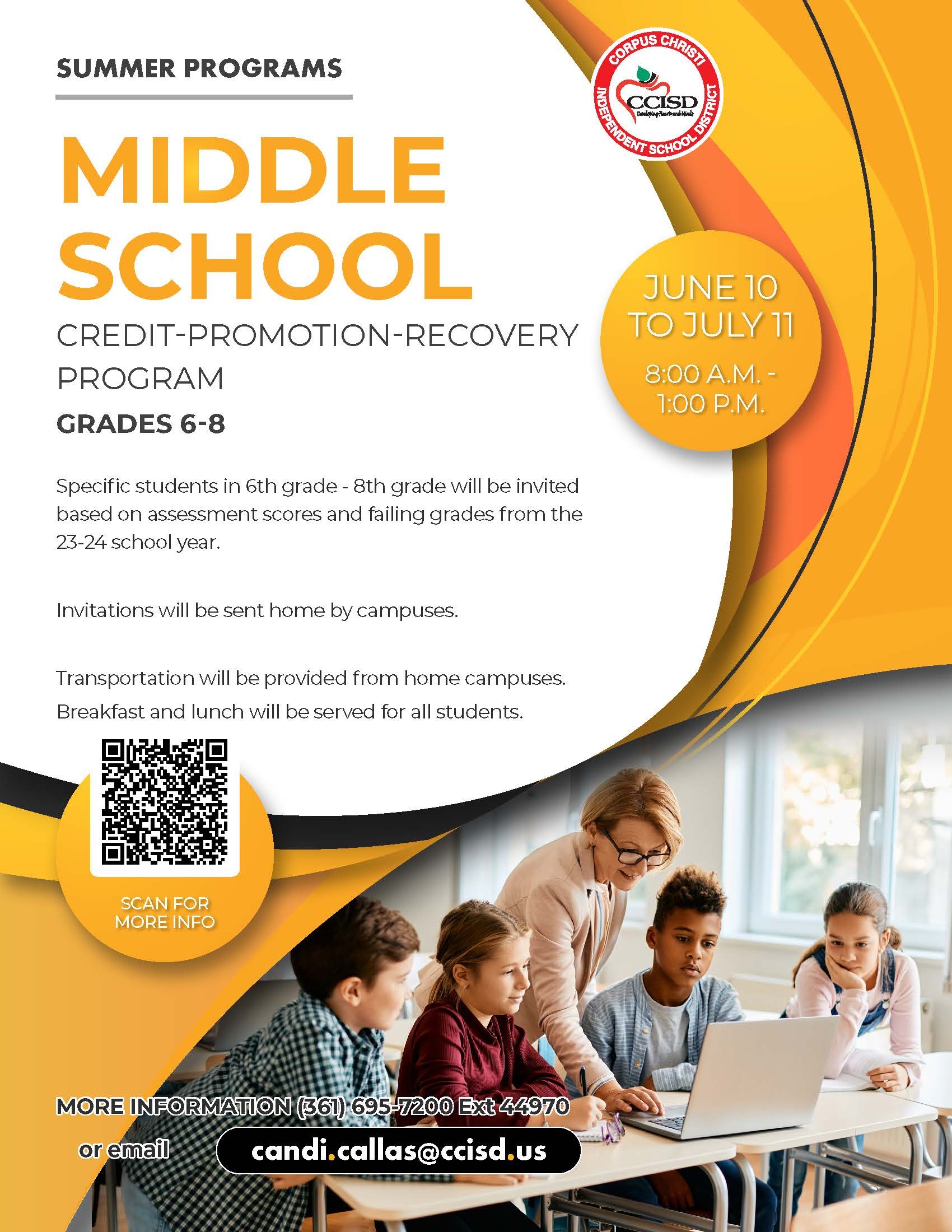 2024 Middle School Summer Program Flier