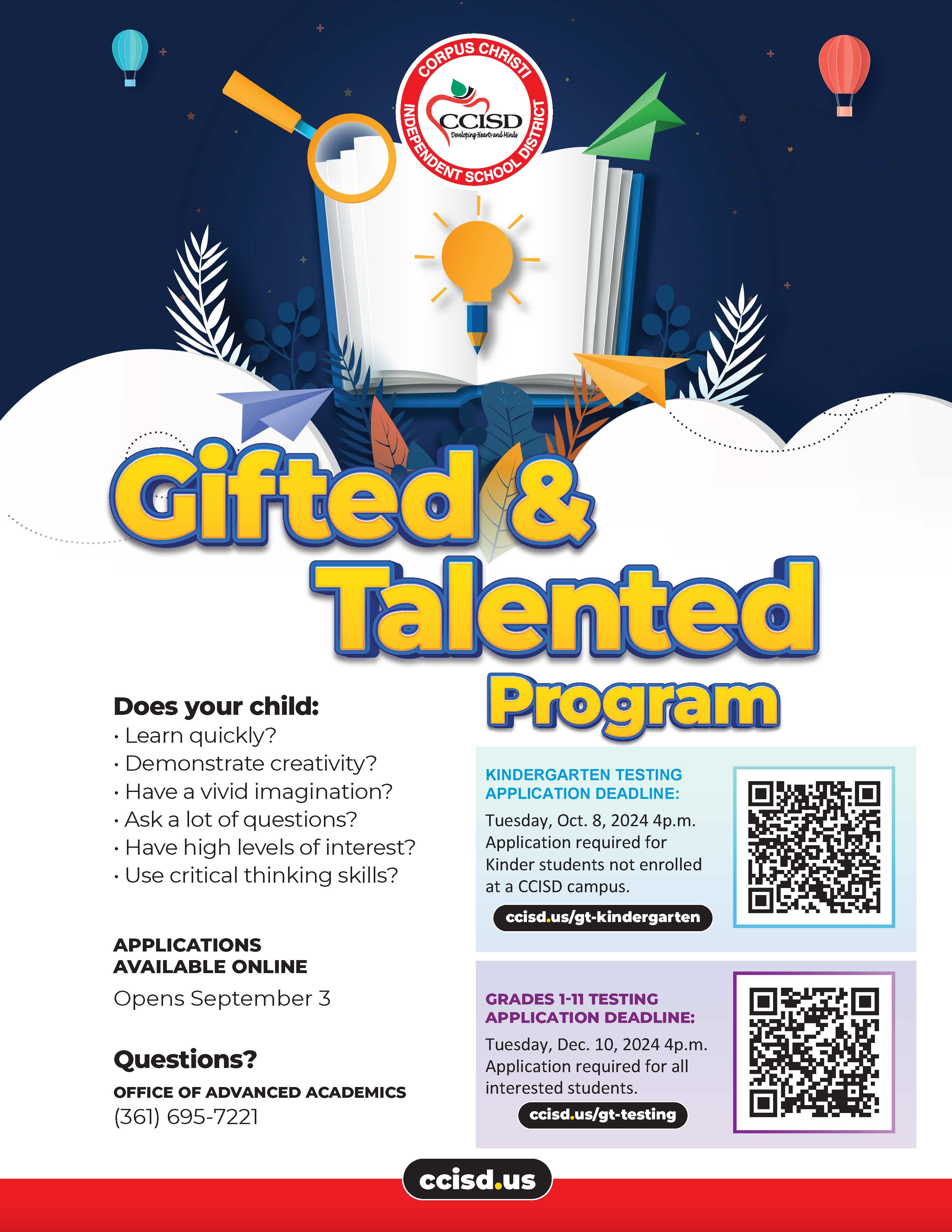 GT Testing Application Deadline October 8th Kinder 