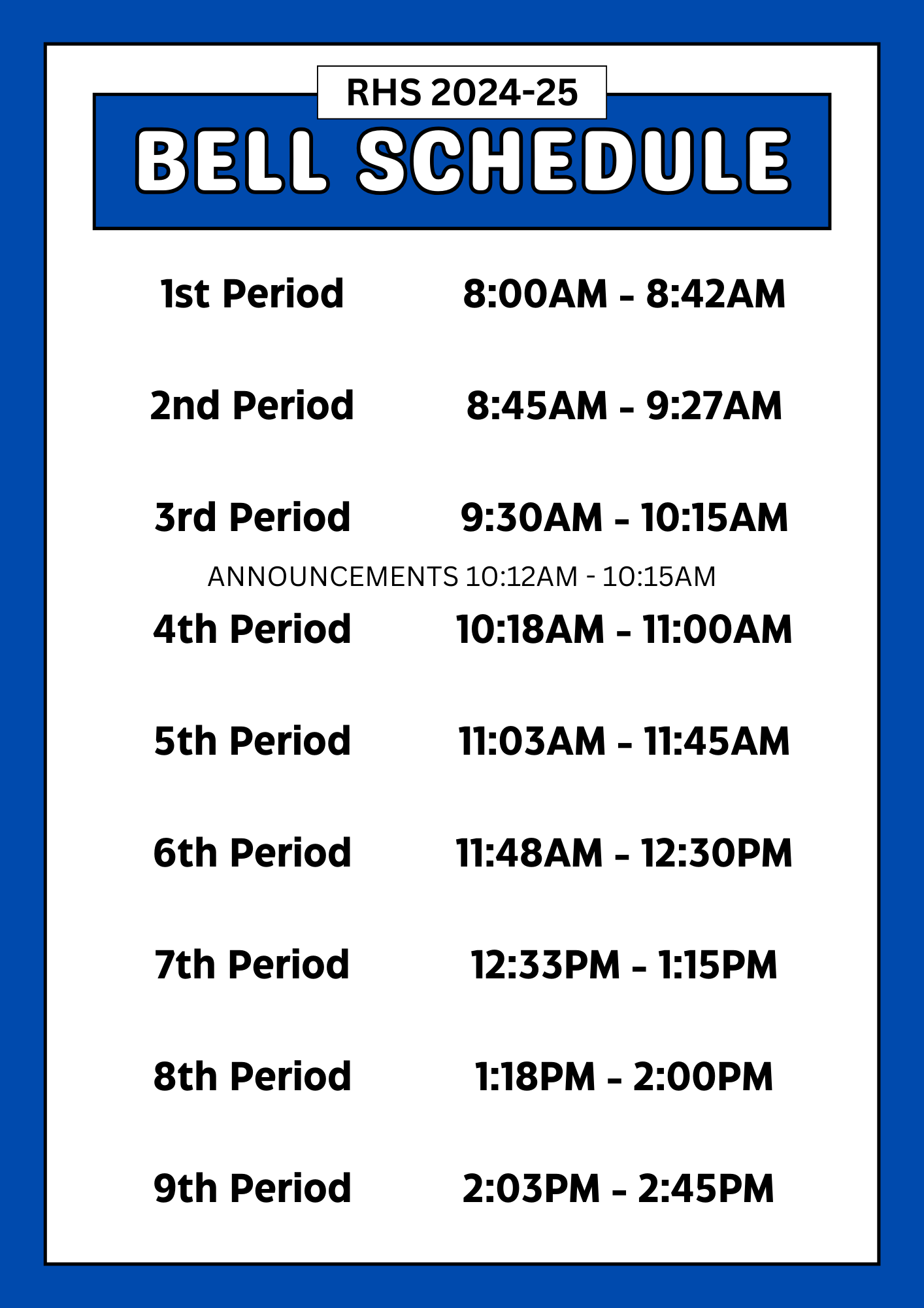 bell schedule