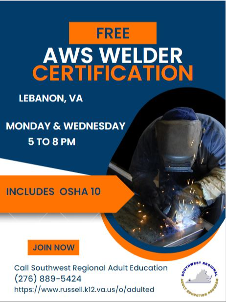 welding training program in December 2023. Call 276-889-5424 for more information.