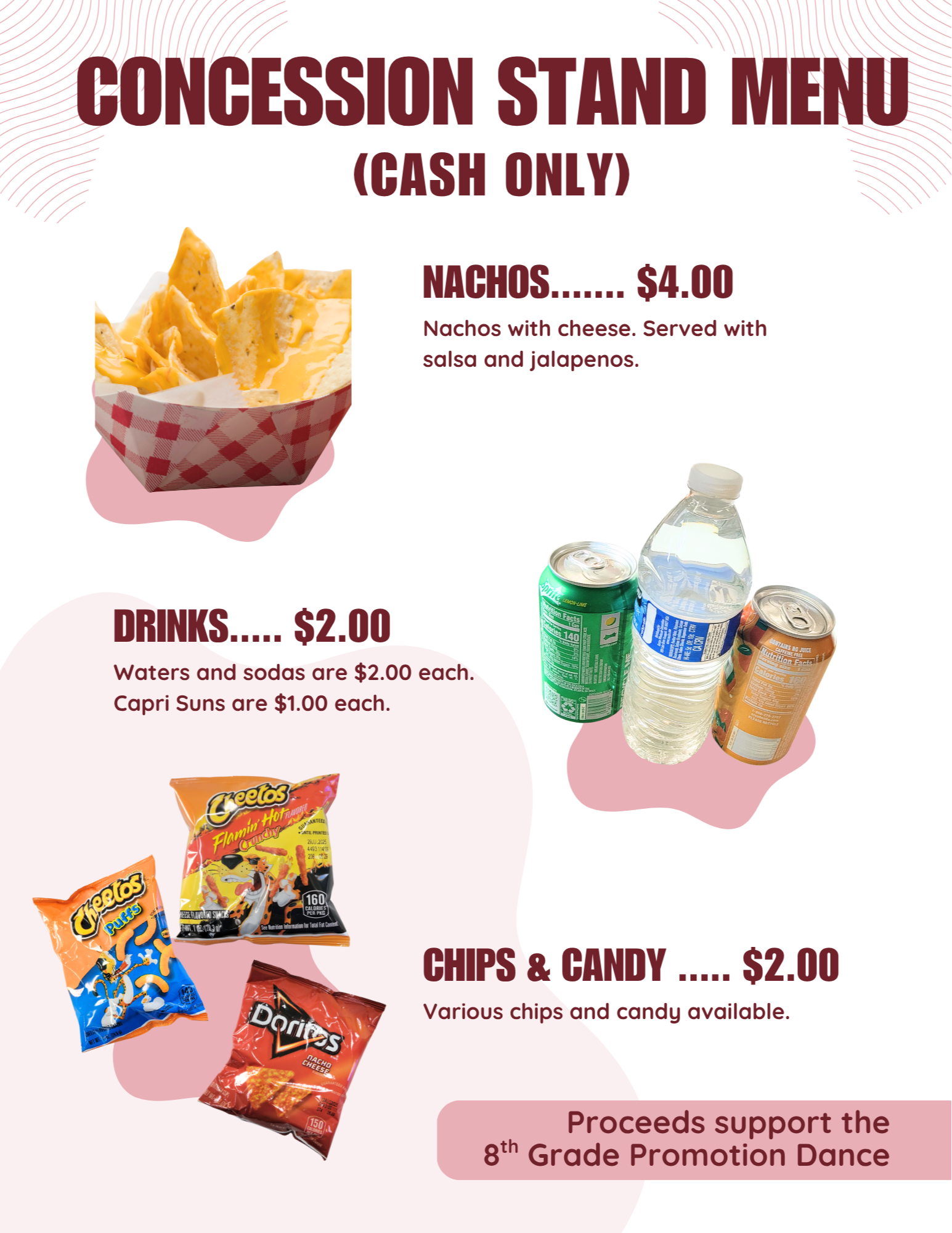 Walk-Thru Concession Stand Menu