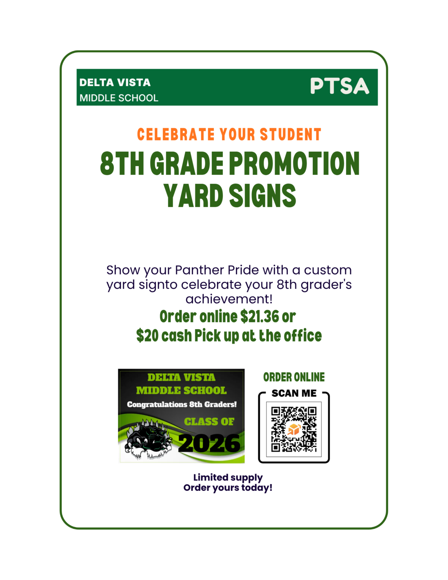 8th Grade Yard Sign