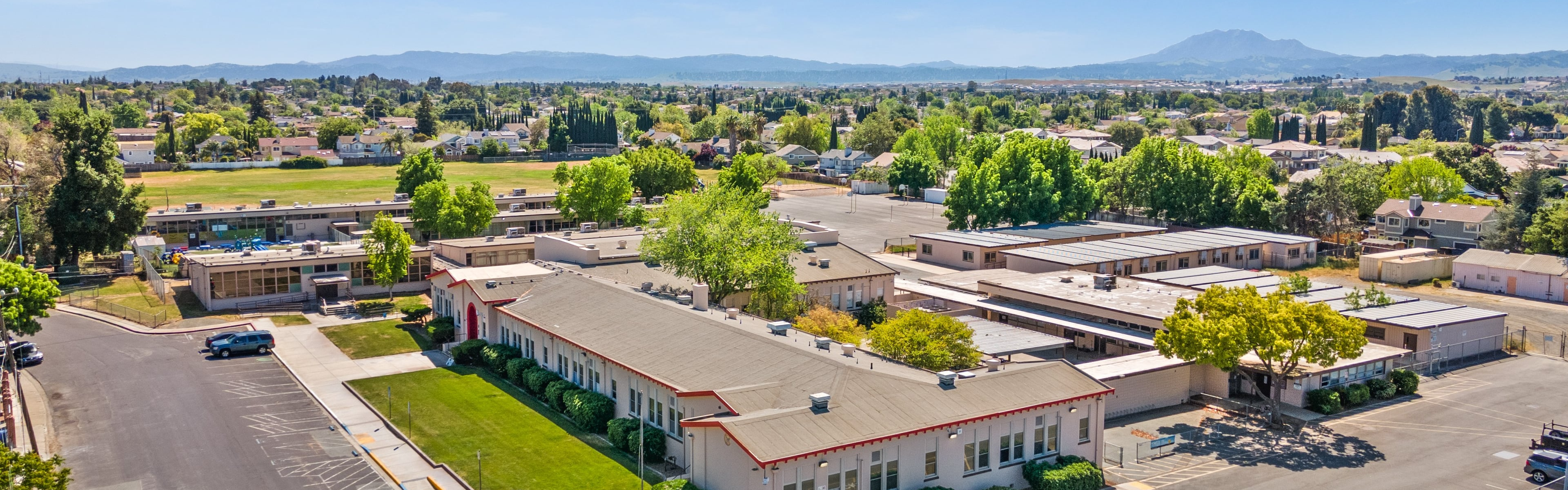 Front of School Drone Shot
