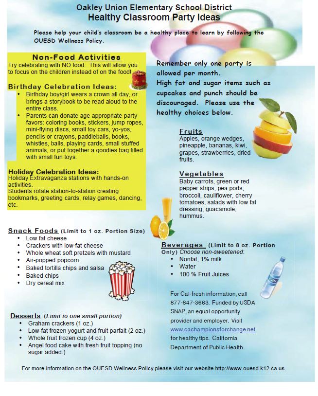 Healthy Classroom Party Ideas flyers 