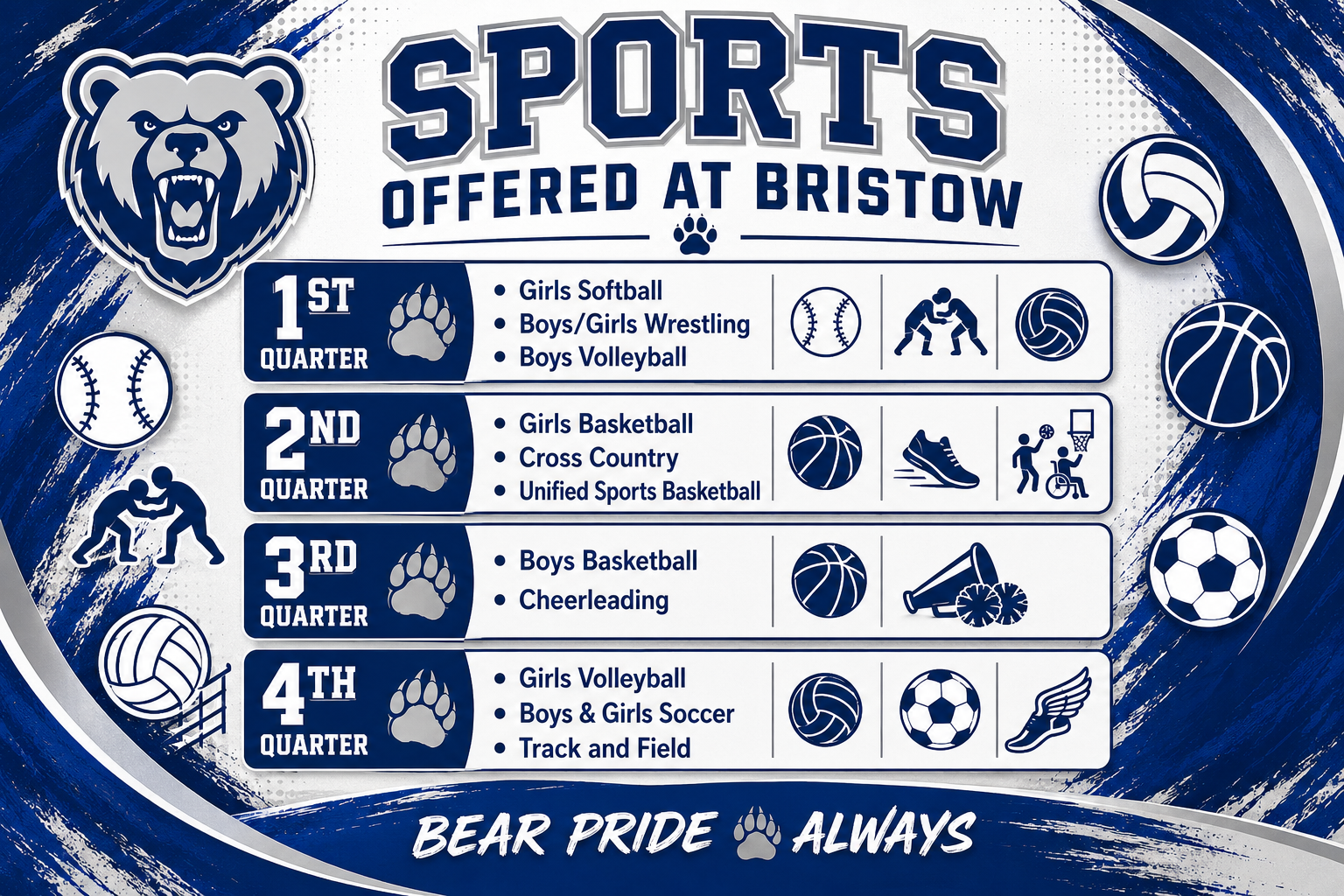 Sports offered at bristow