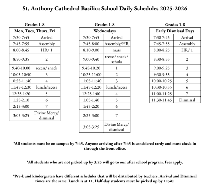 bell schedule