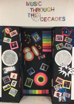 music through the decades door decoration 