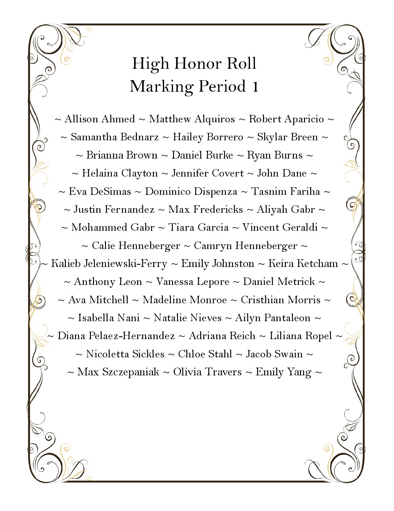 high honor roll