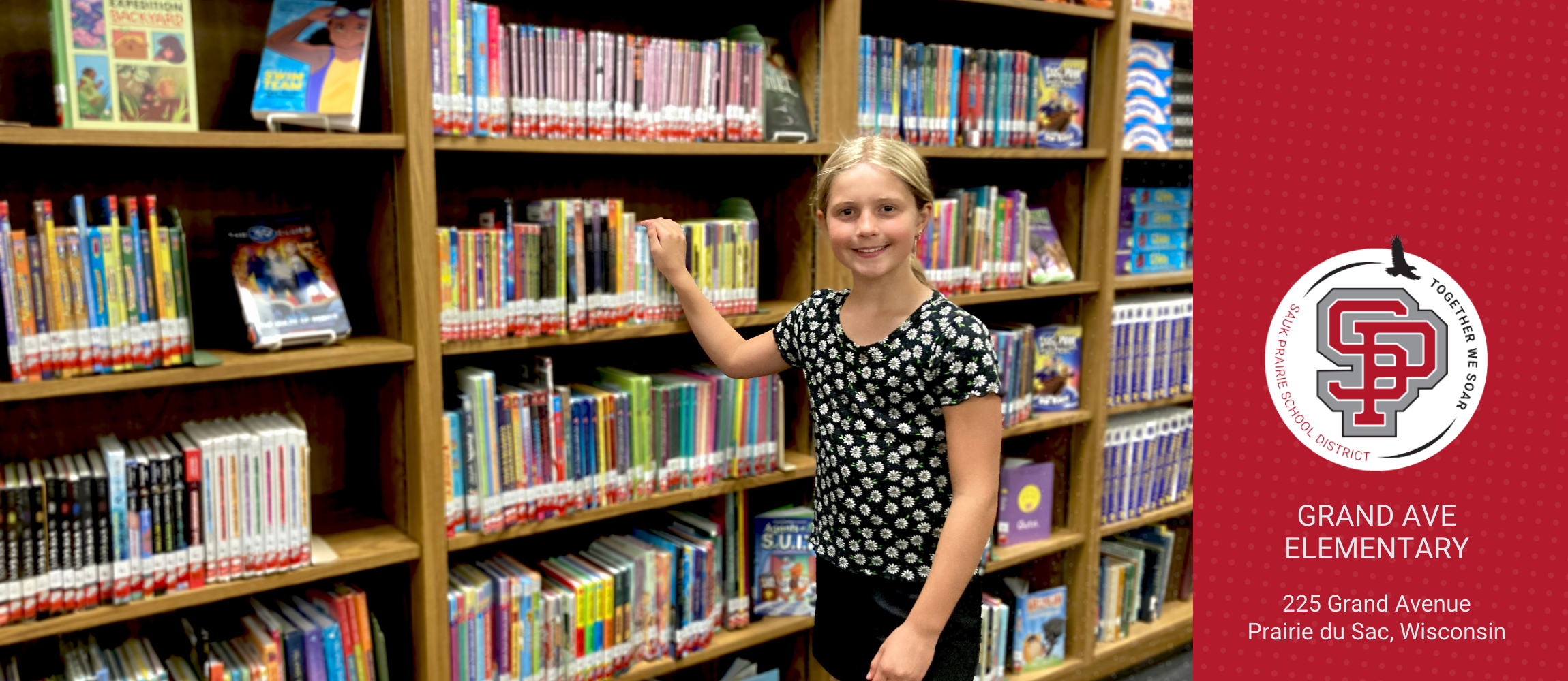 Grand Ave Student in Library