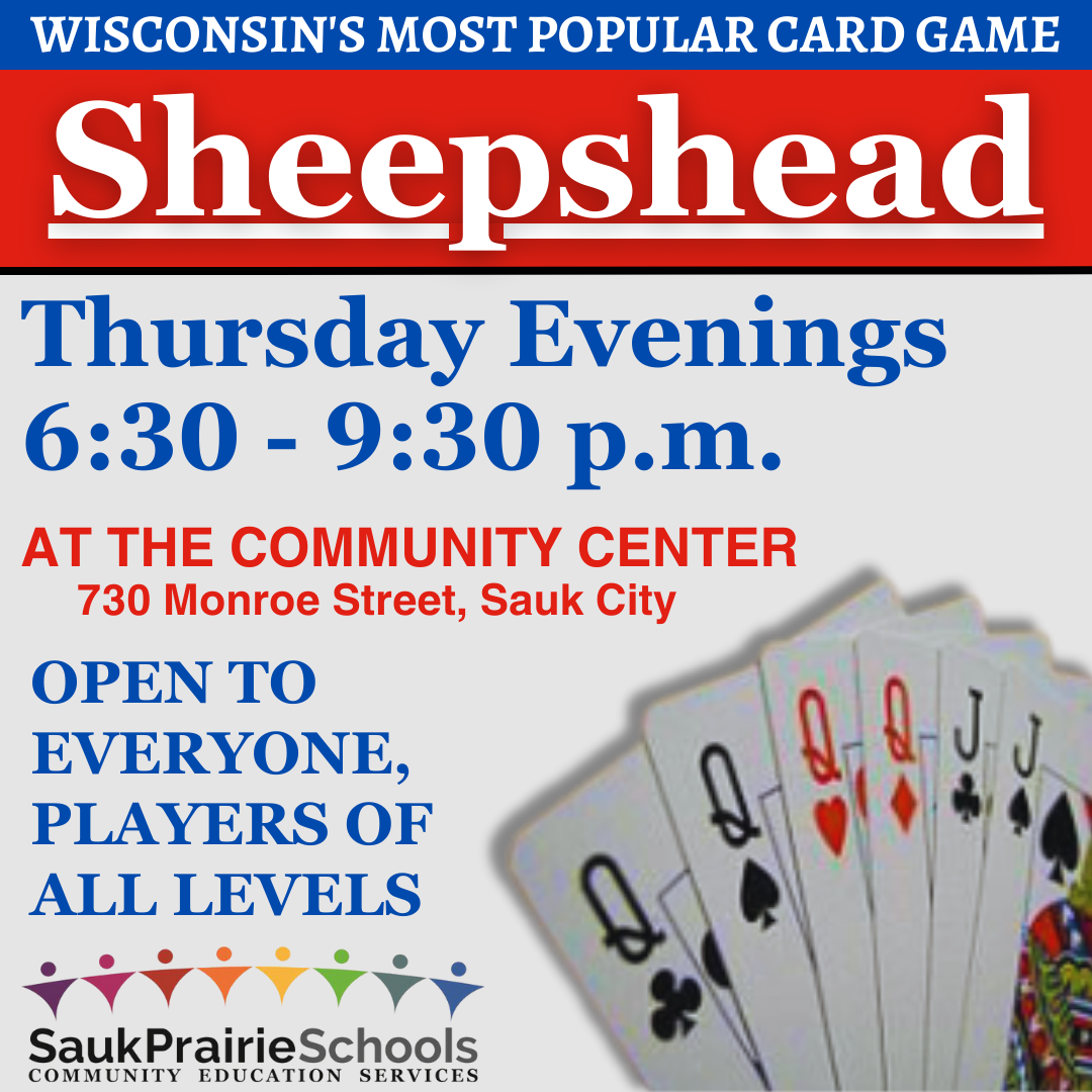 Sheepshead Dates and times. Thursday at 6:30pm