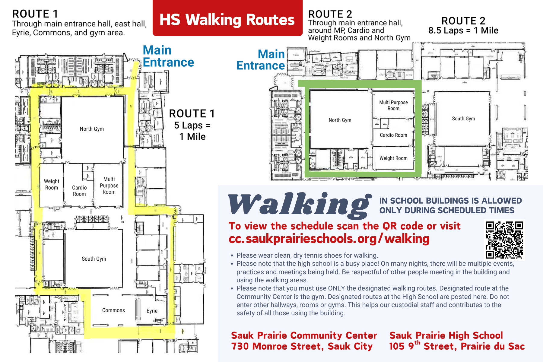 Walking in school buildings