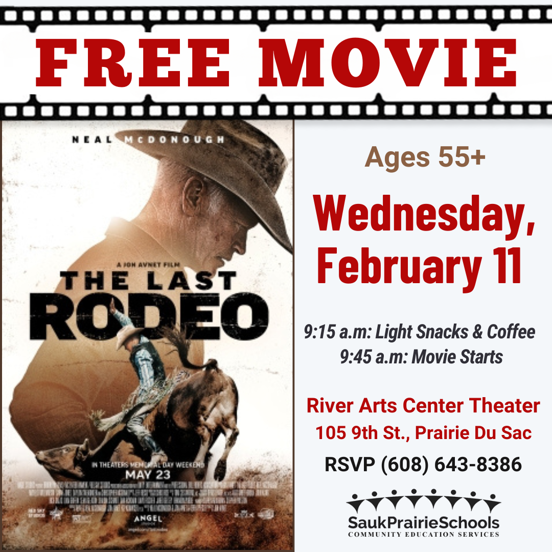 Older Adult Morning Movie. Second Wednesday of the month at 9:15 am River Arts Center