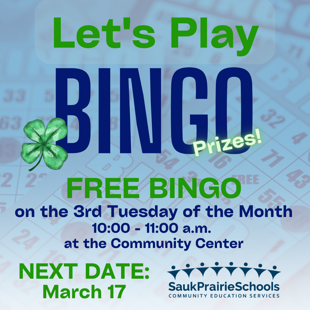 Bingo at the Community Center 3rd Tuesday of the Month