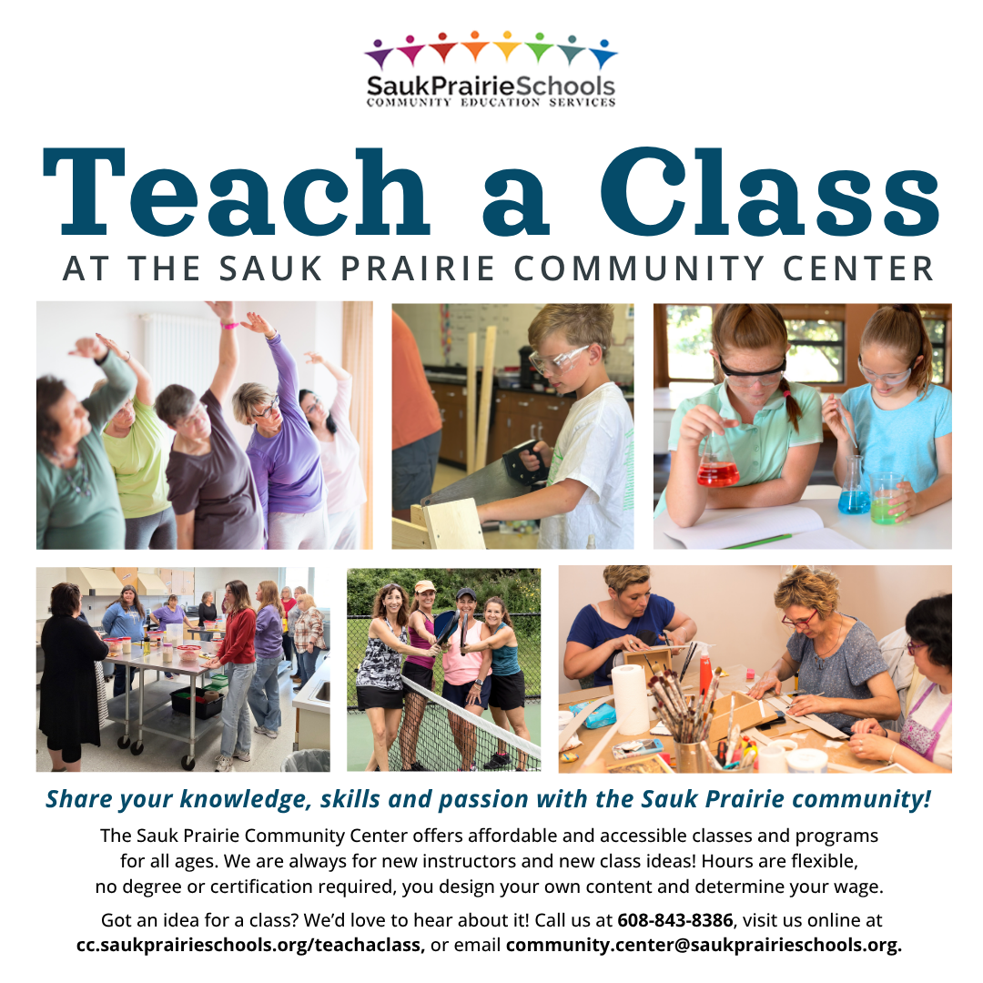 Teach a Class for Sauk Prairie Schools Community Education