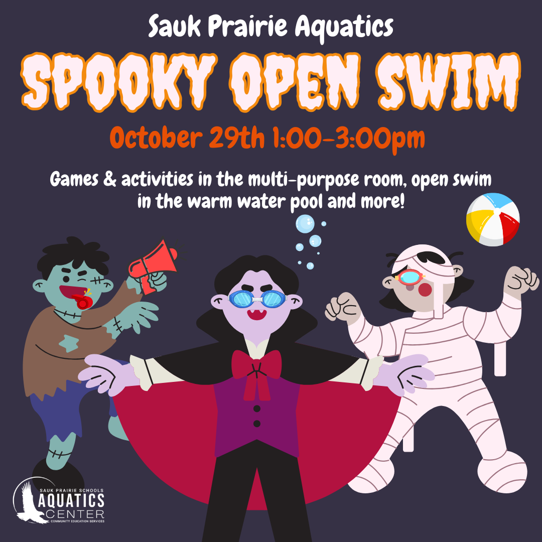 Spooky Open Swim 2026 is October 29th 1-3pm