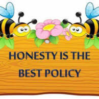 two animated bees on a comb that says honest is the best policy