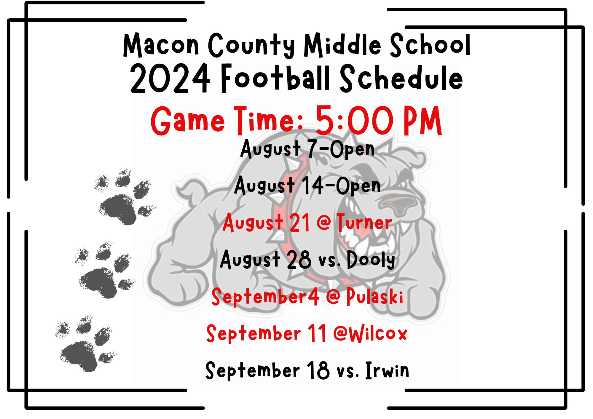 2024-25 Football Schedule