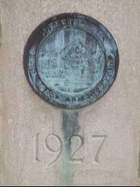 Bronze cornerstone medallion with 1927 engraving
