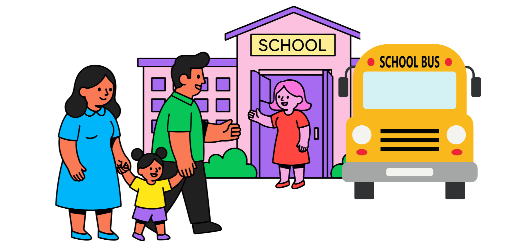 Parents dropping student off at school