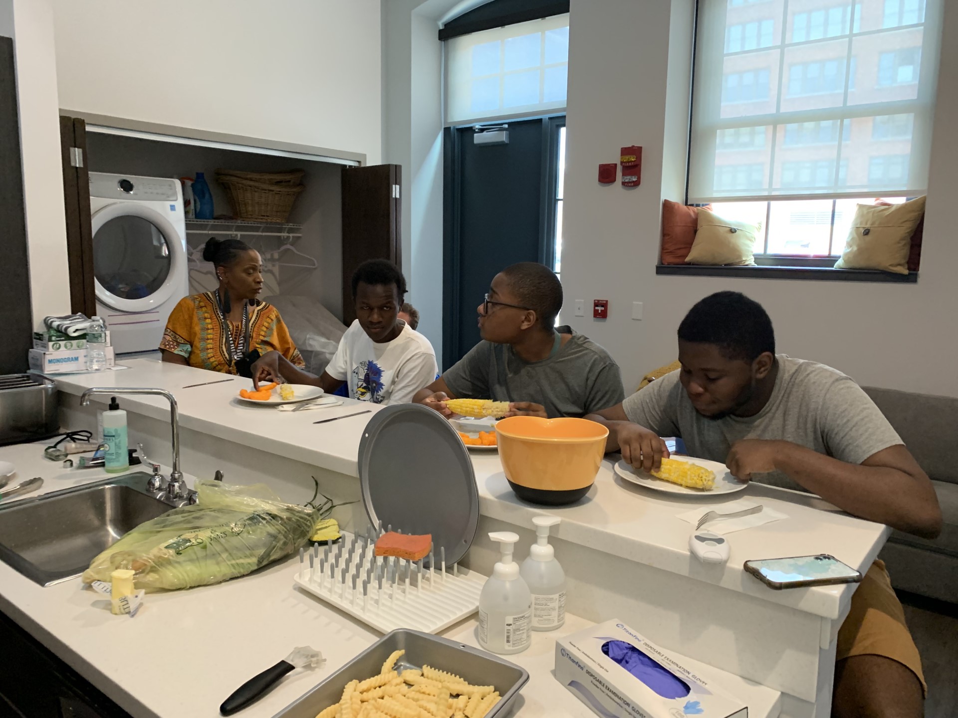 Student cooking in school apartment