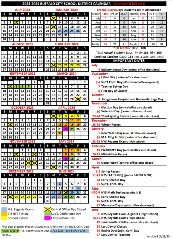 Calendar At A Glance PS 050 North Park Community School