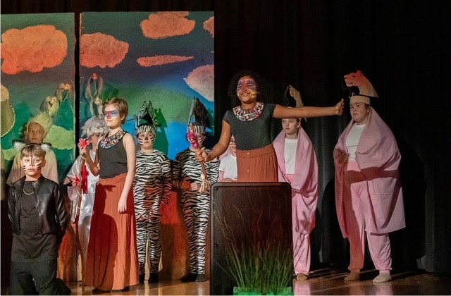 students on stage