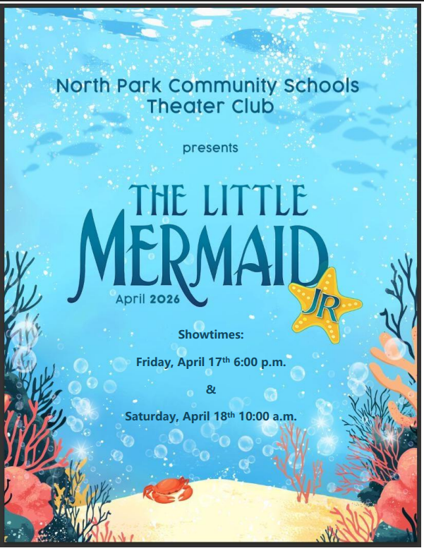 april 17 at 6:00 pm and april 18 at 10:00 am little mermaid performance