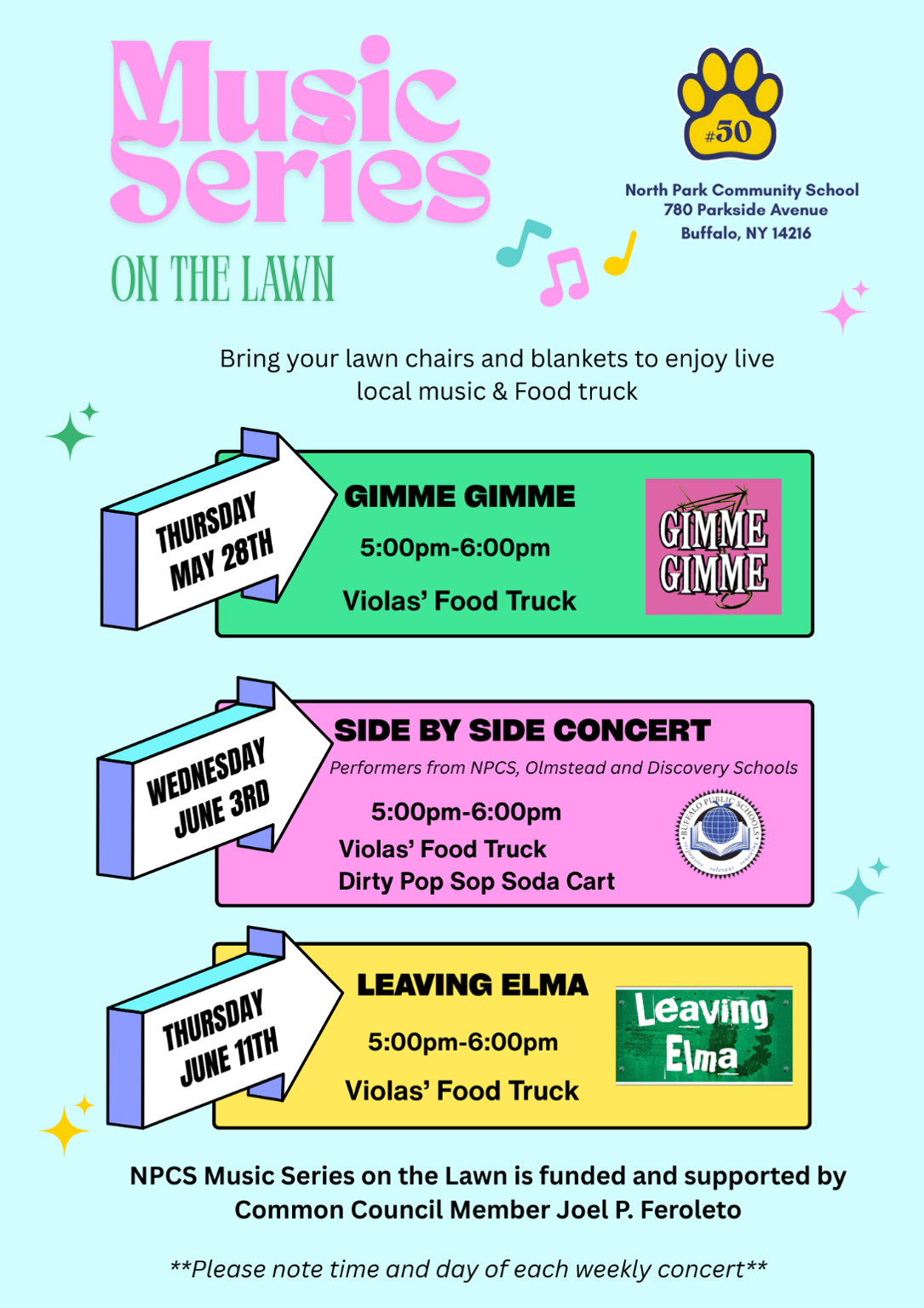 dates for our music series on lawn 