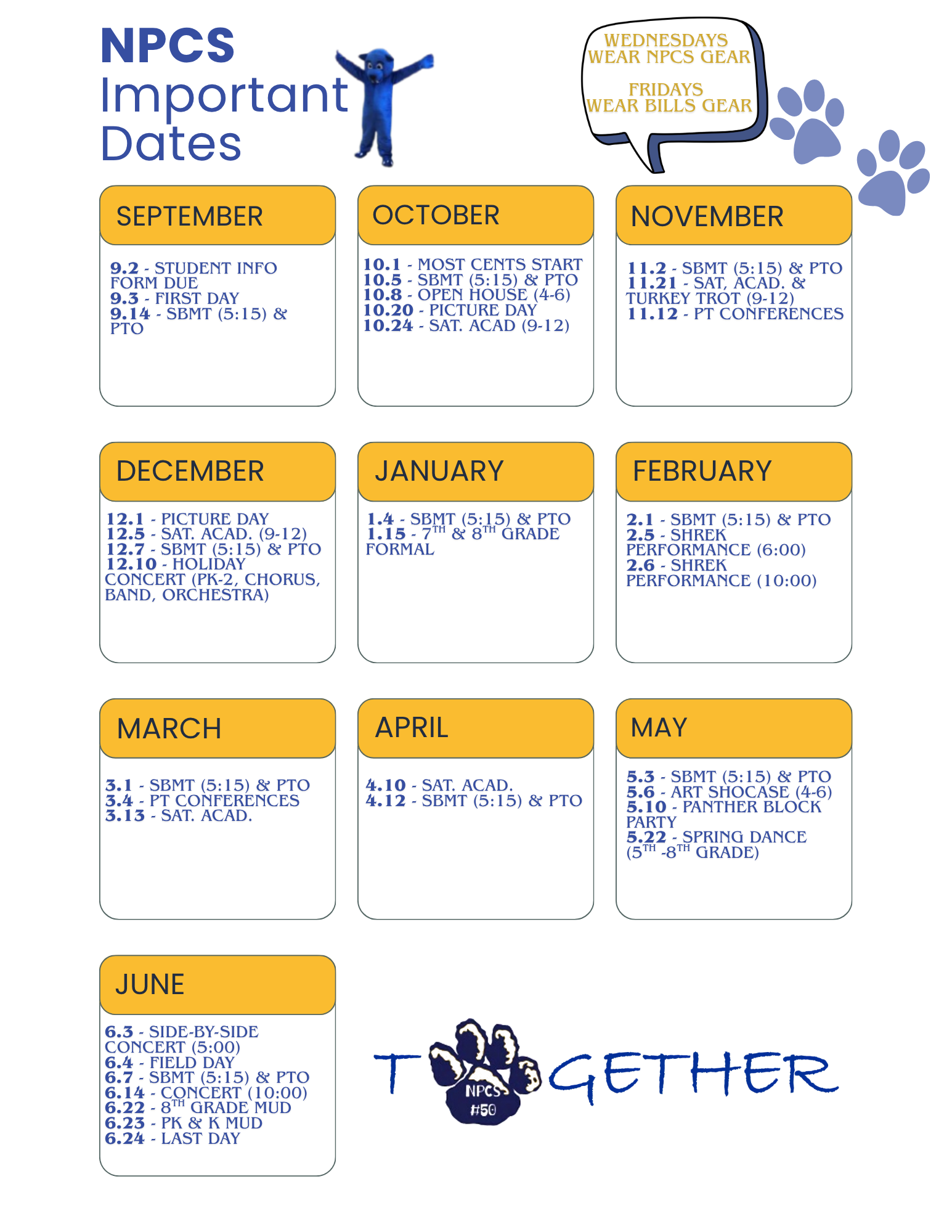 important dates for the 25.26 school year
