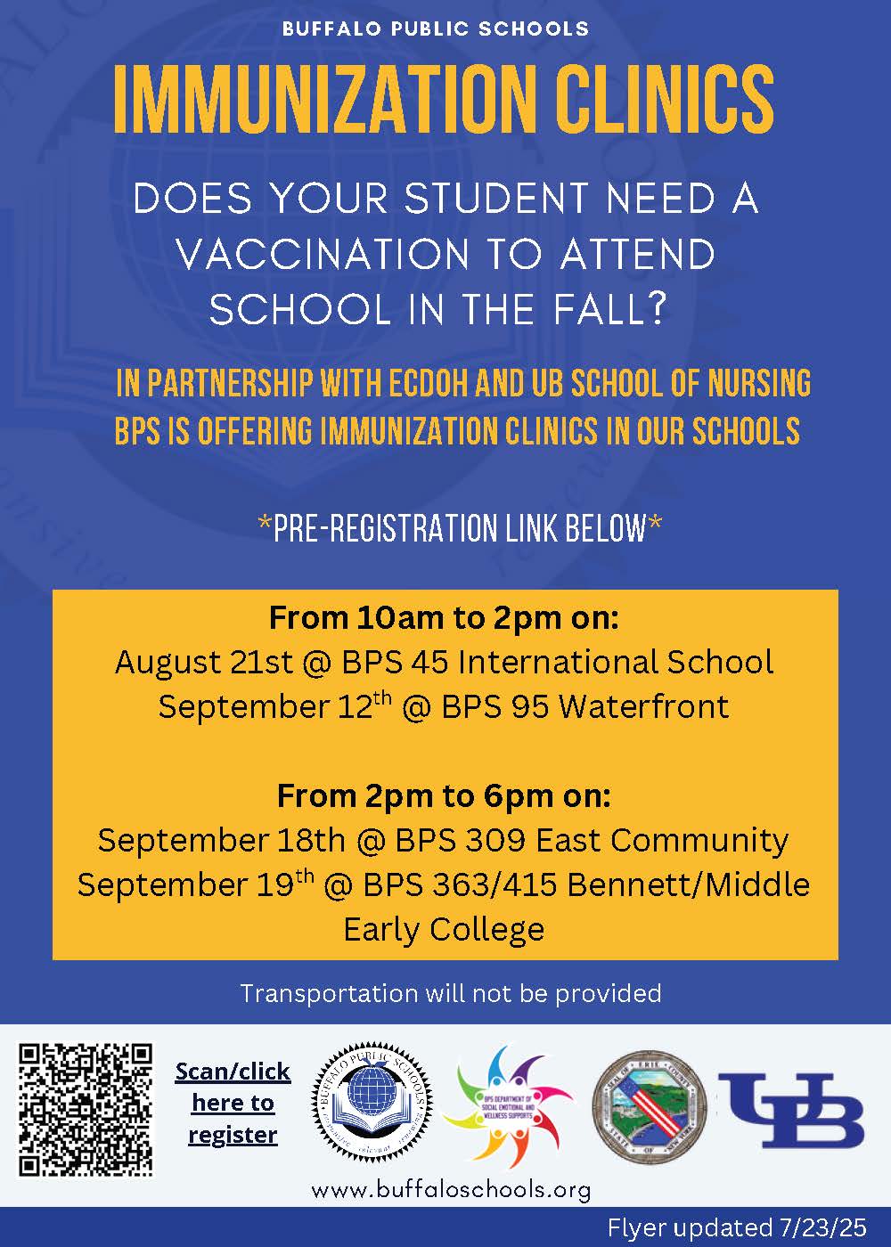 2025-2026 Free Immunization Clinics