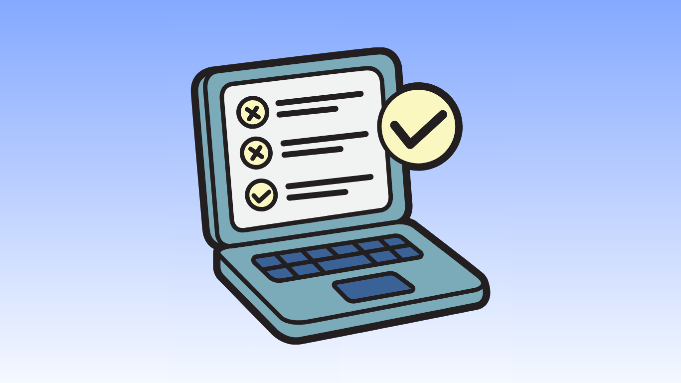 graphic of computer with test elements on the screen