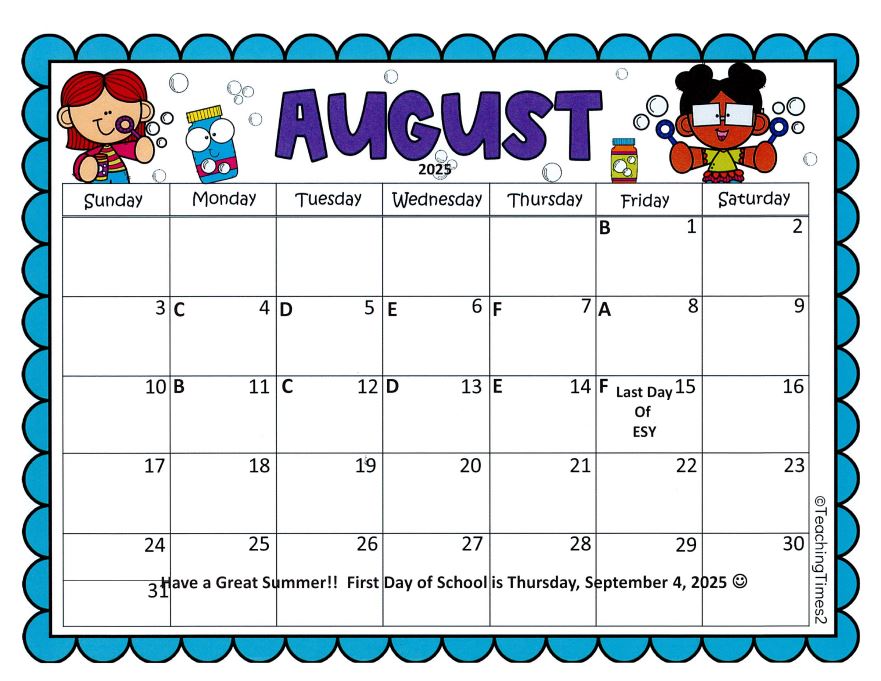 Aug Calendar