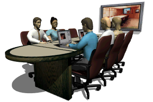 picture of people working on computers while sitting at a conference table