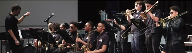 Students playing in band