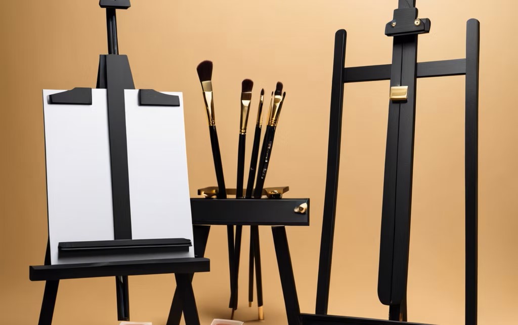 Easle and paintbrushes Visual Arts banner
