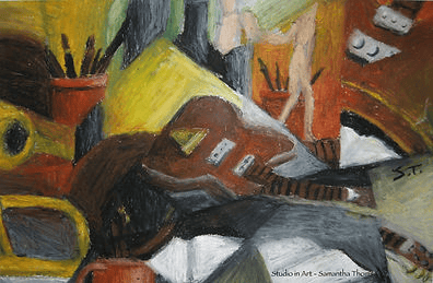 Abstract still life with guitar