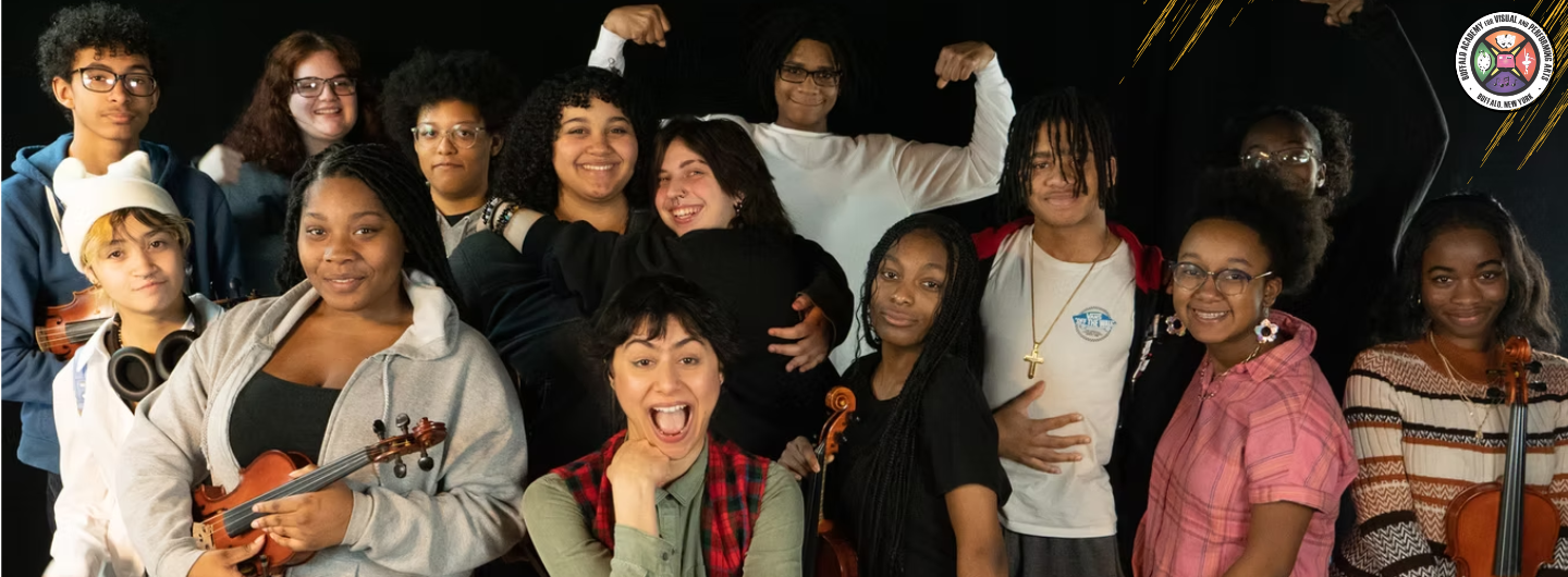 Students in a group having fun