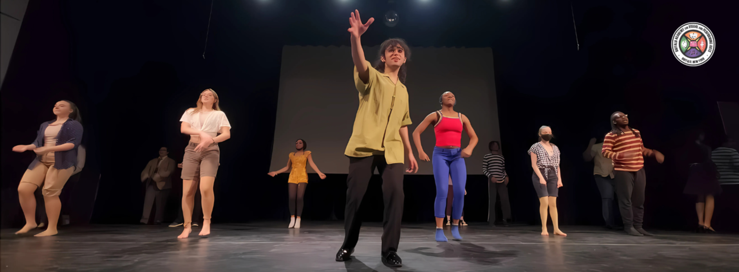 Students Rehersing for a musical.