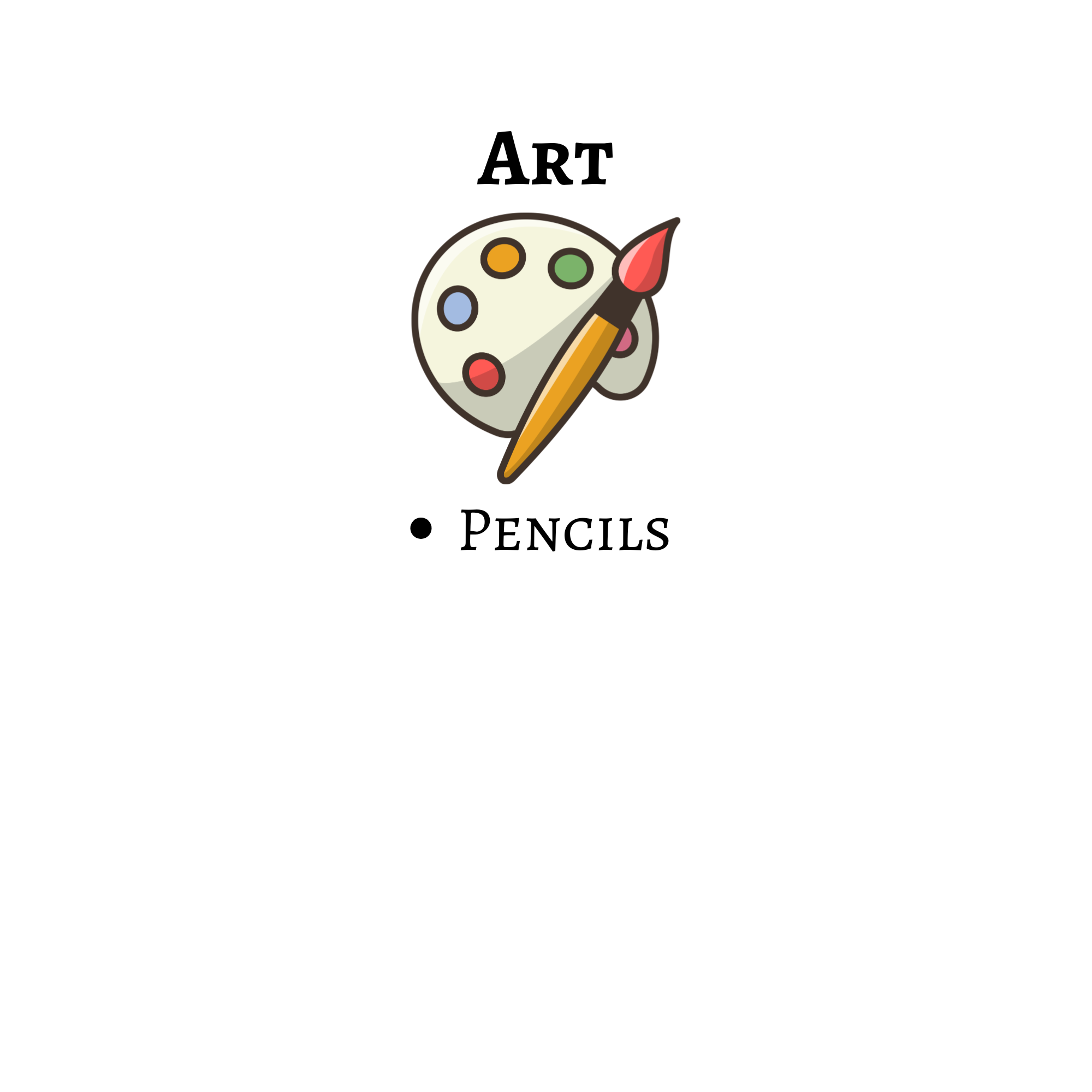 Art school supply list: pencils.