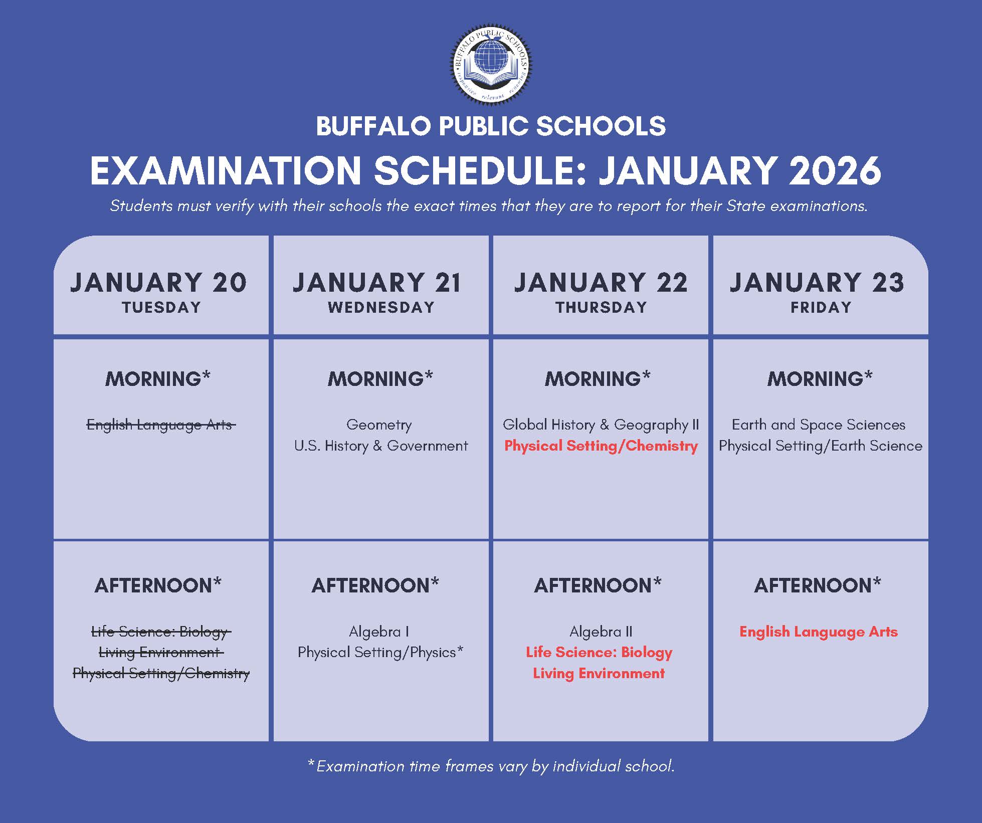 January Regents Exam Schedule 