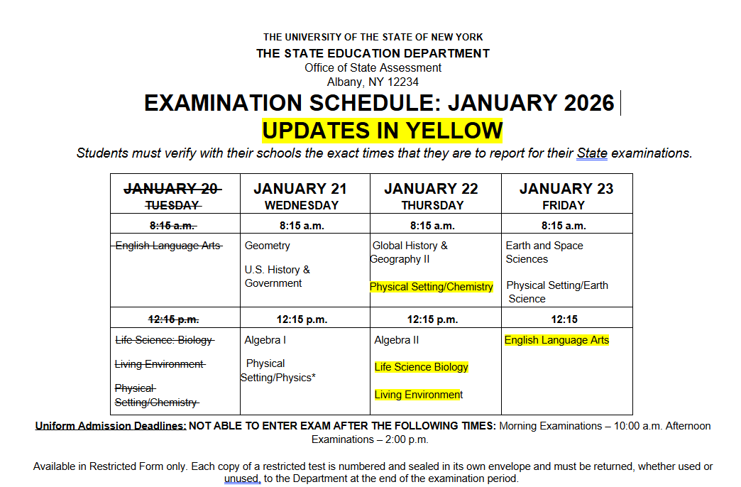 Updated January Regents 