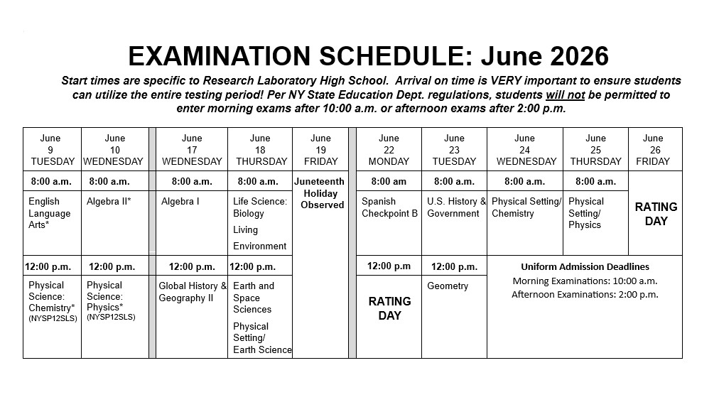 June 2026 Exam Schedule