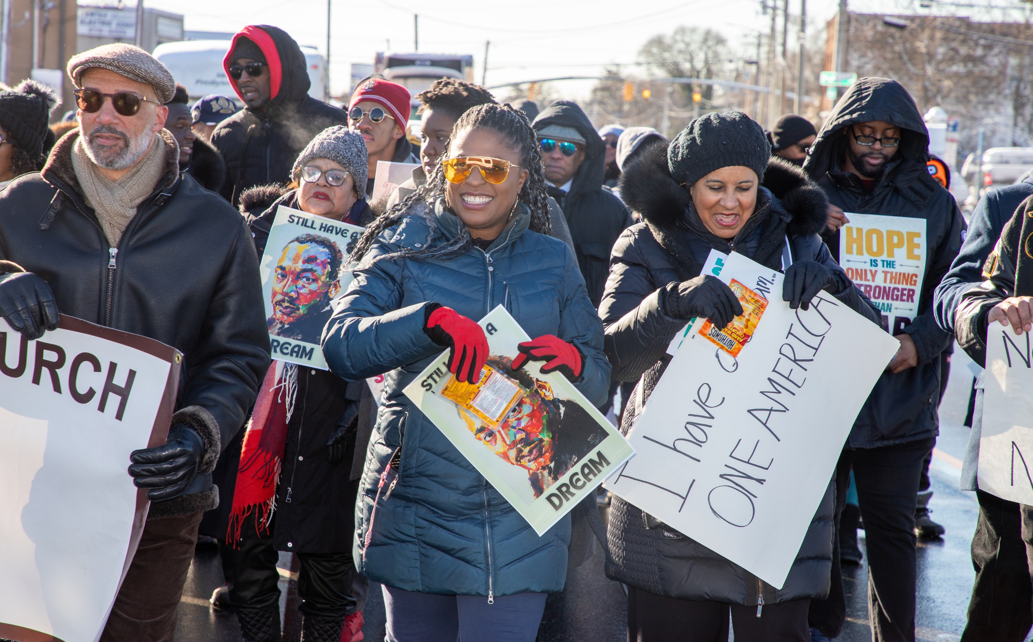 Community members marching