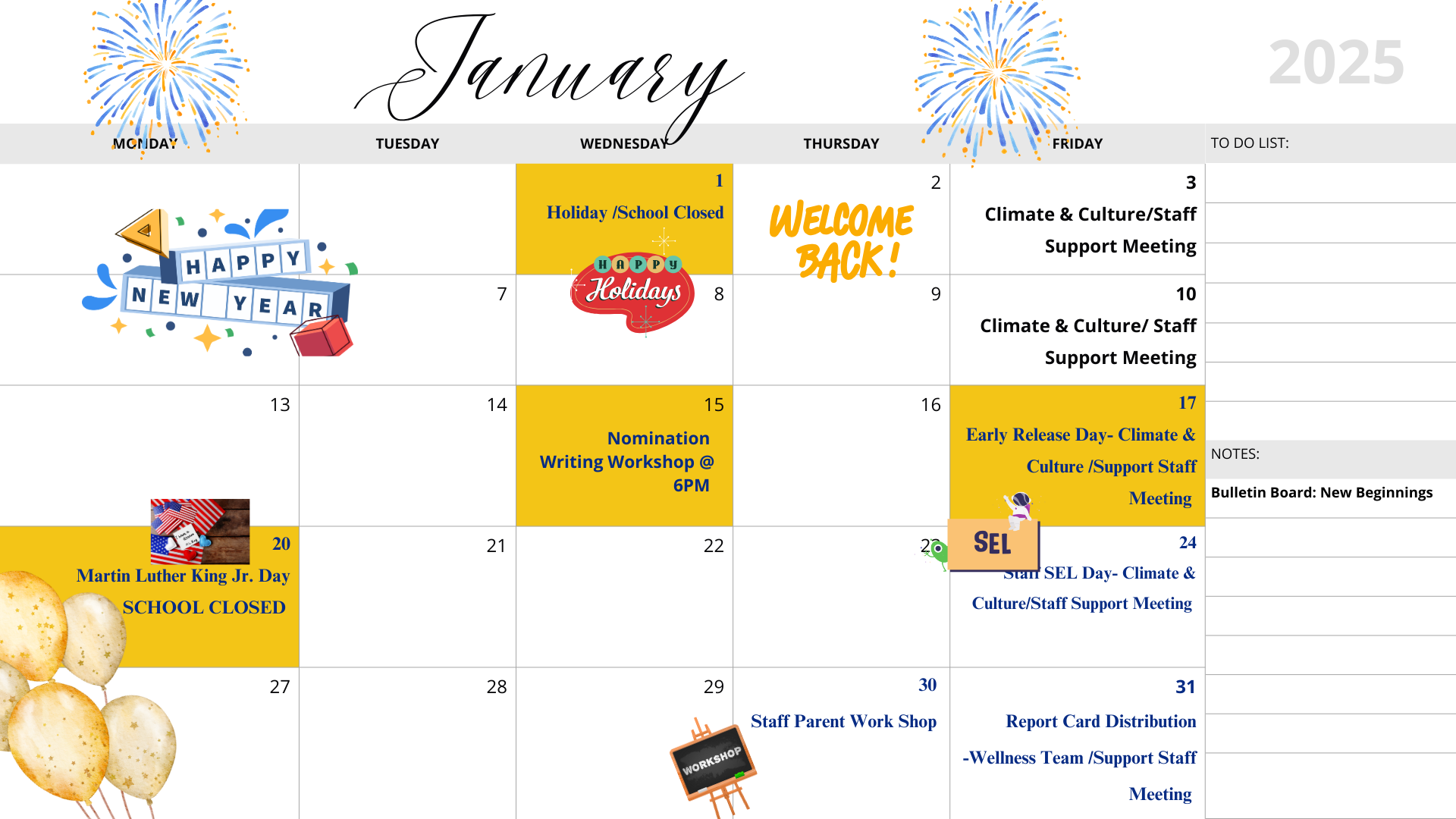 January Calendar 