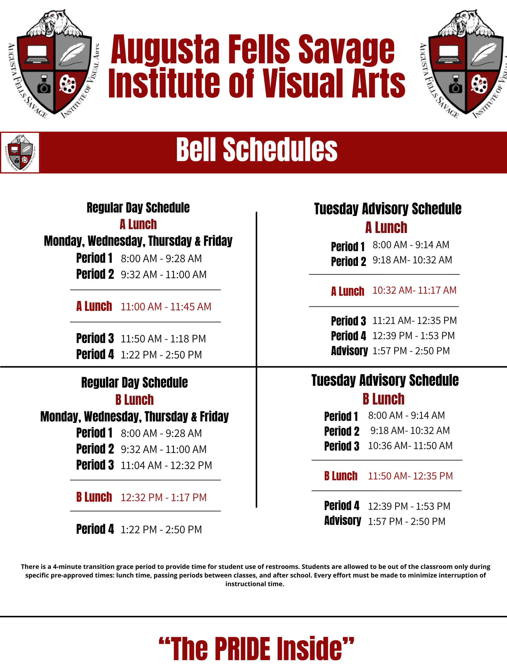 Bell Schedule  SY24/25