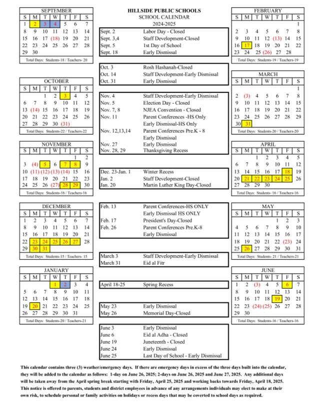 2024 2025 District Calendar