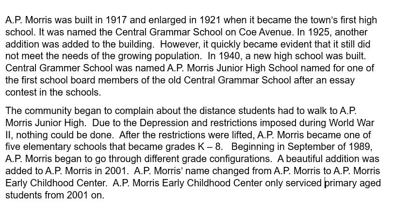 A.P. Morris History
