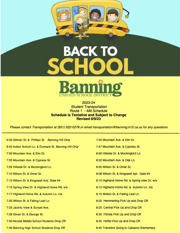 Transportation Banning Unified School District