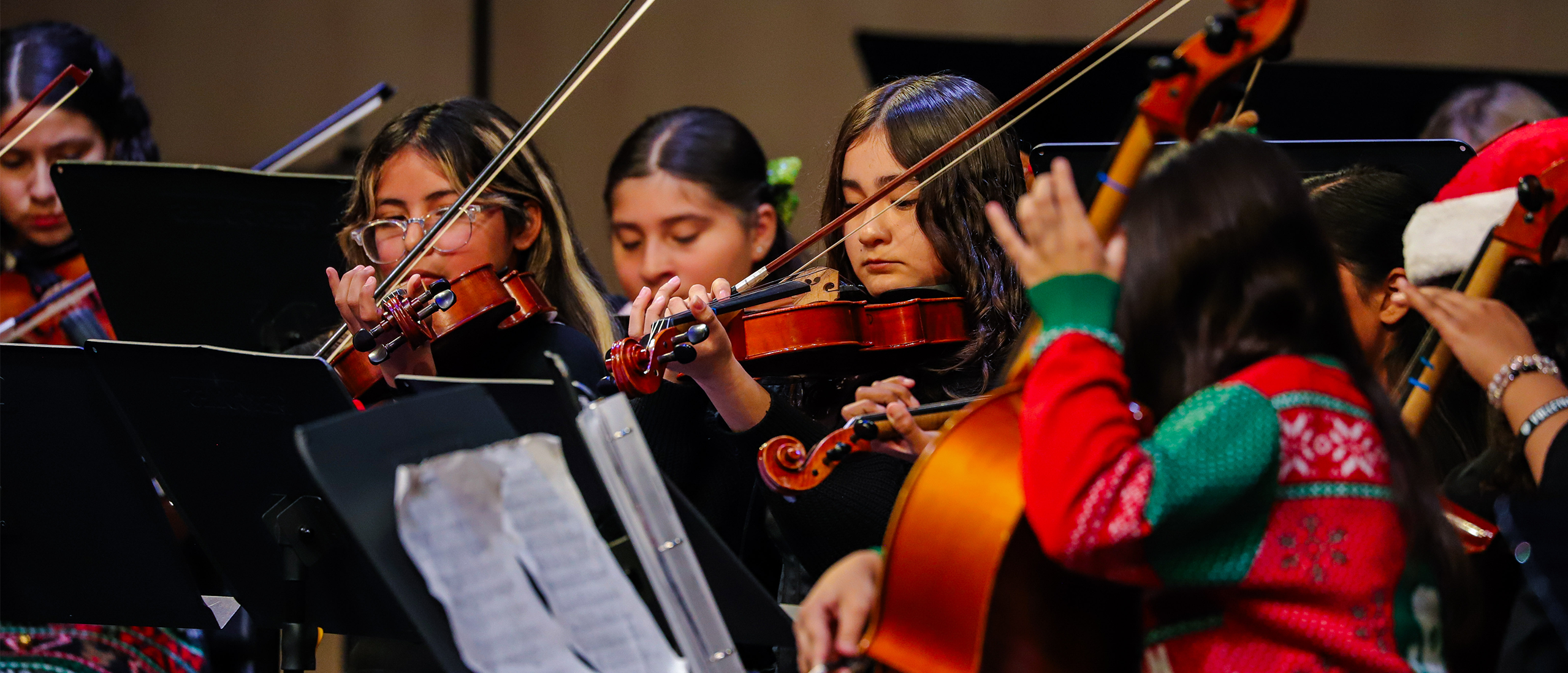 Students playing instruments