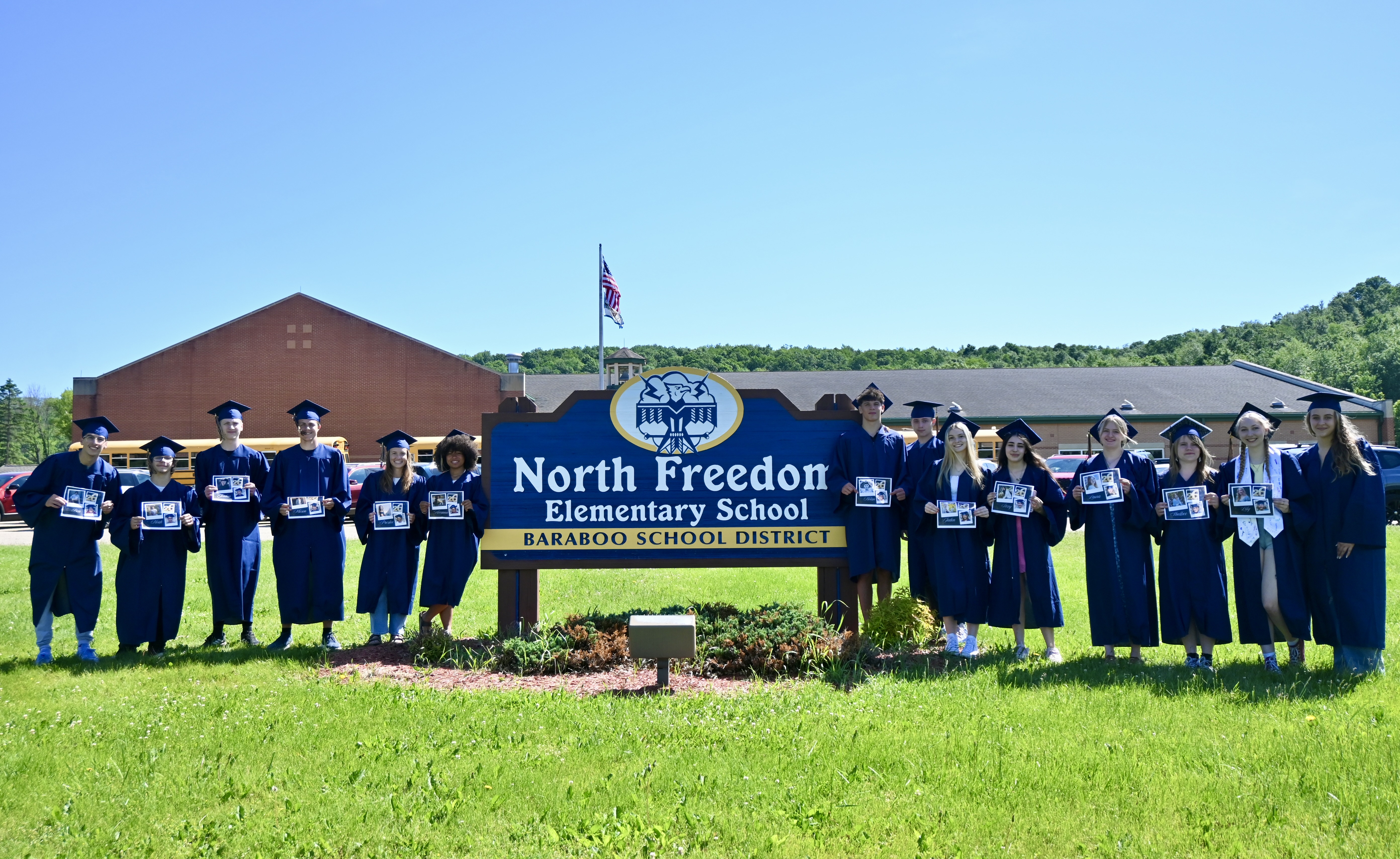 grad walk with sign
